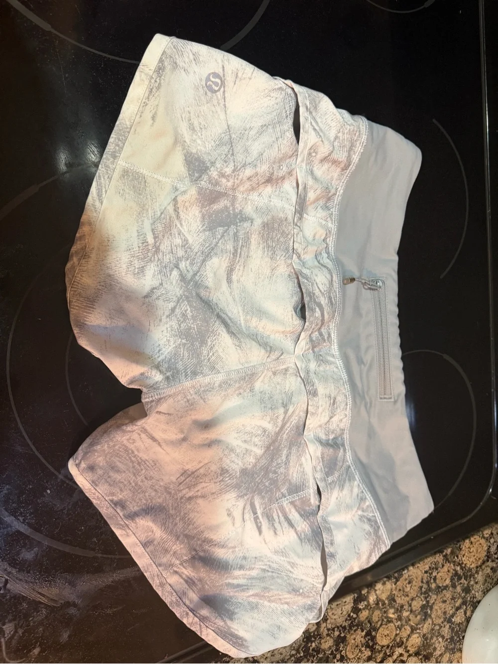 lululemon athletica Pale Pink Marble-Effect Running Shorts